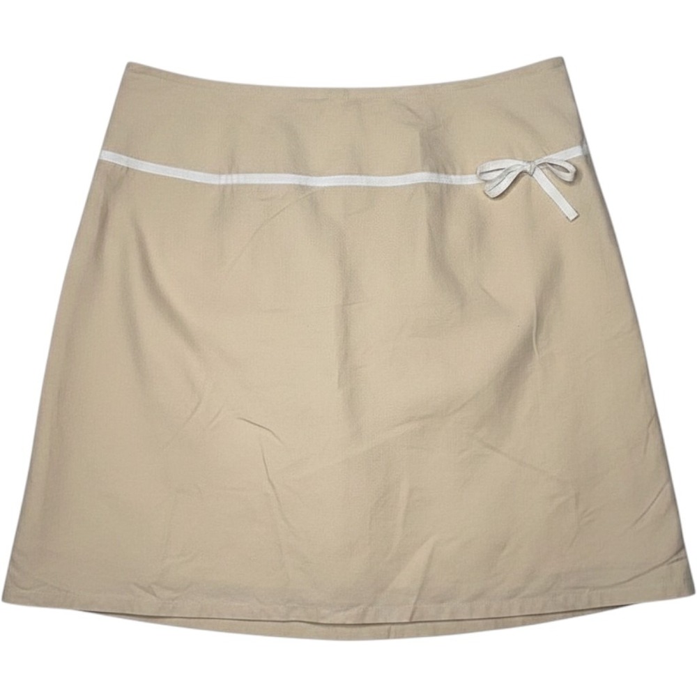 GAP Skirt Womens 16 Tan Cotton Blend‎ Ribbon Bow Accent Casual A-Line Mini